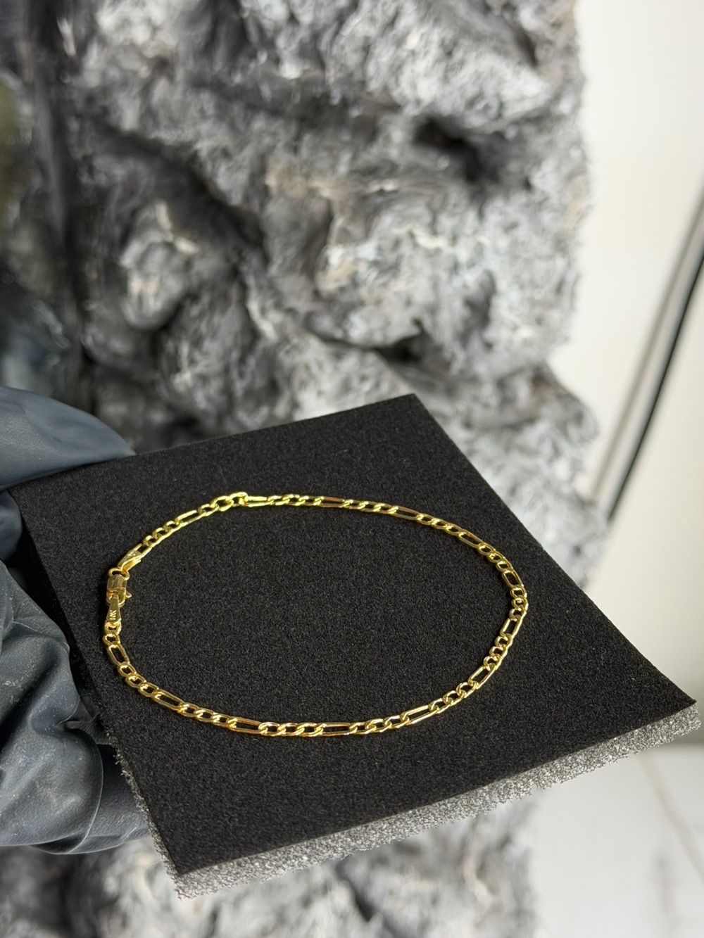 10K Solid Yellow Gold Figaro Link Bracelet 7.5 2.5mm Real Gold New